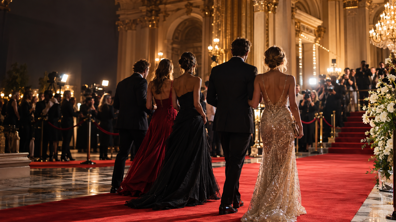 Ilustracyjna scena gali z czerwonym dywanem i elegancką oprawą; zdjęcie nie przedstawia laureatów.